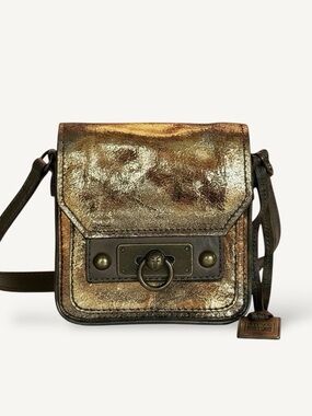 Frye Cameron Mini Gold Crackle Crossbody Bag